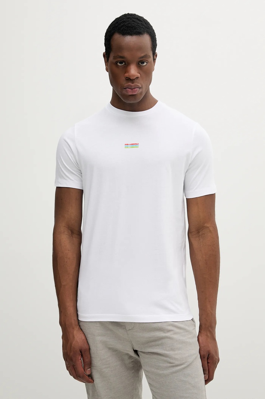 Karl Lagerfeld tricou din bumbac culoarea alb, cu imprimeu, 552224.755031