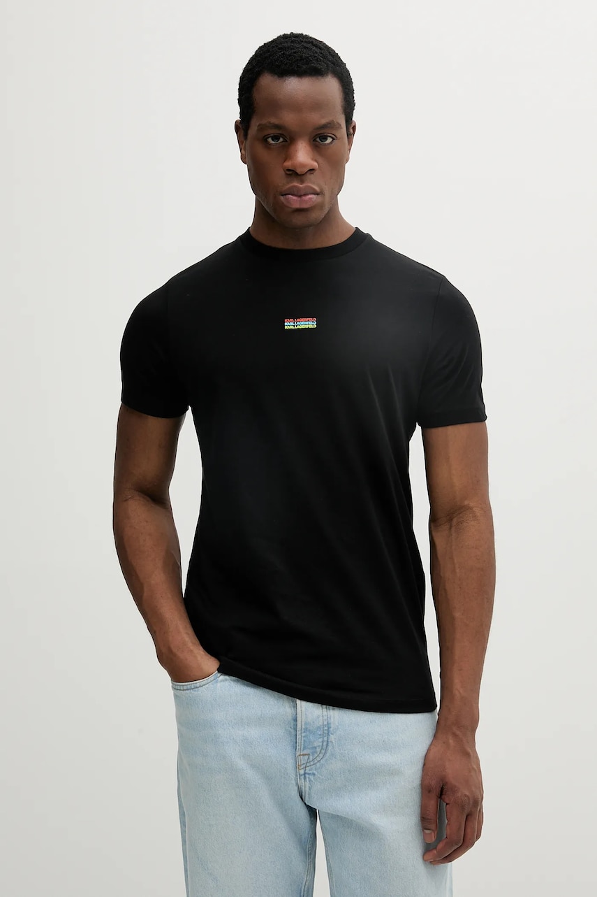 Karl Lagerfeld tricou din bumbac culoarea negru, cu imprimeu, 552224.755031 Karl Lagerfeld tricou din bumbac culoarea negru, cu imprimeu, 552224.755031
