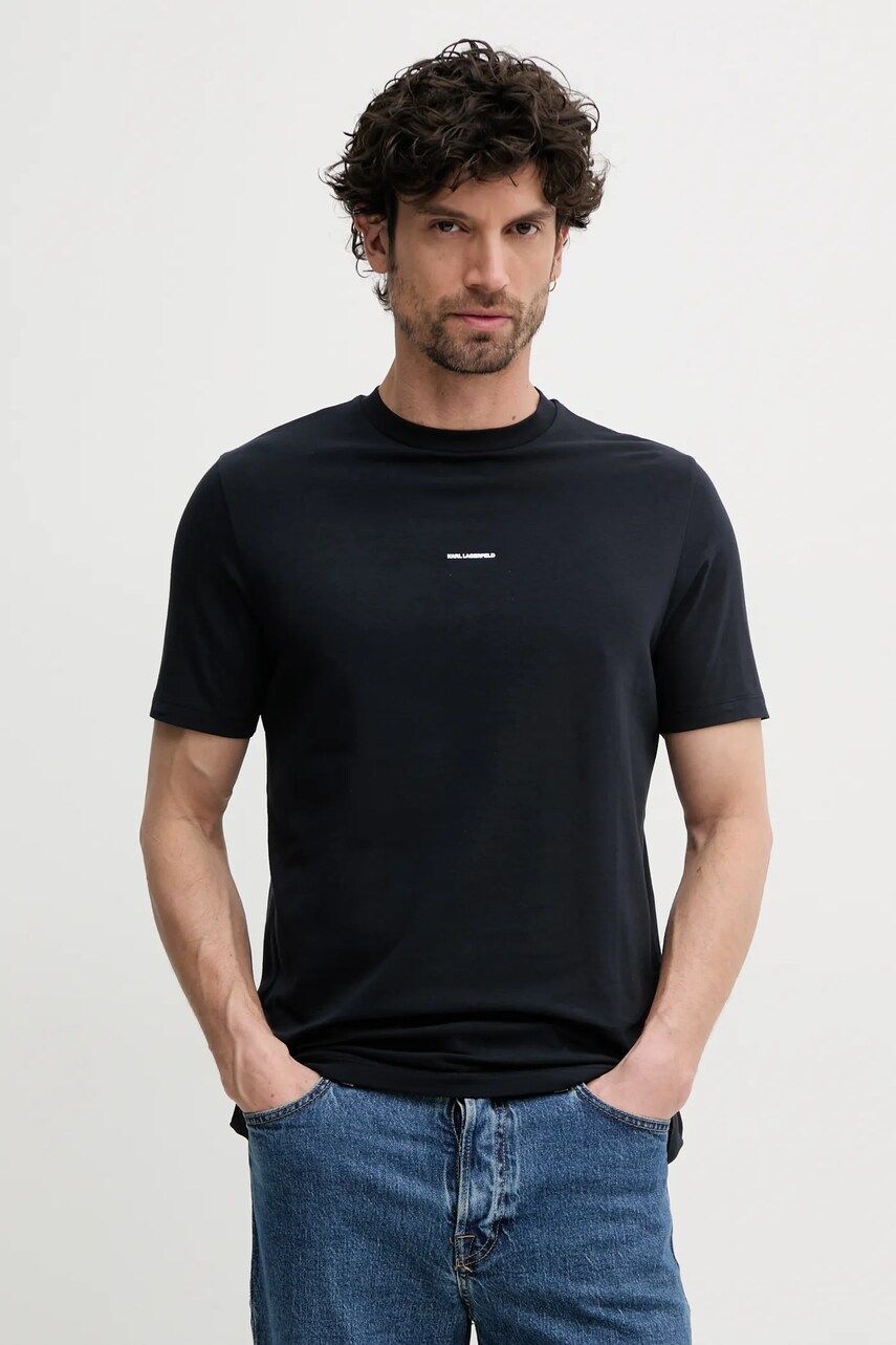 Karl Lagerfeld tricou barbati, culoarea albastru marin, neted, 552235.755030