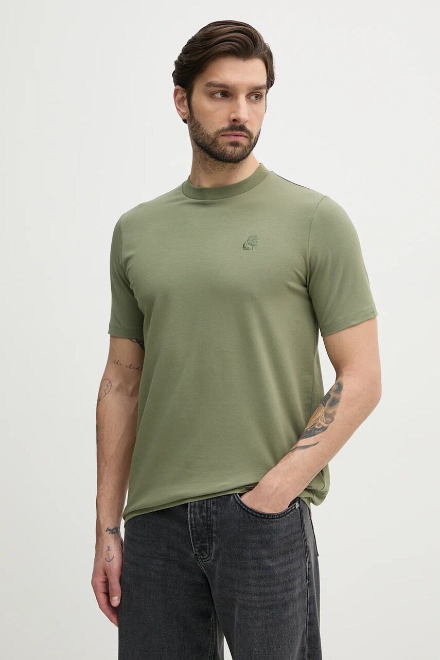 Karl Lagerfeld tricou barbati, culoarea verde, neted, 552221.755750