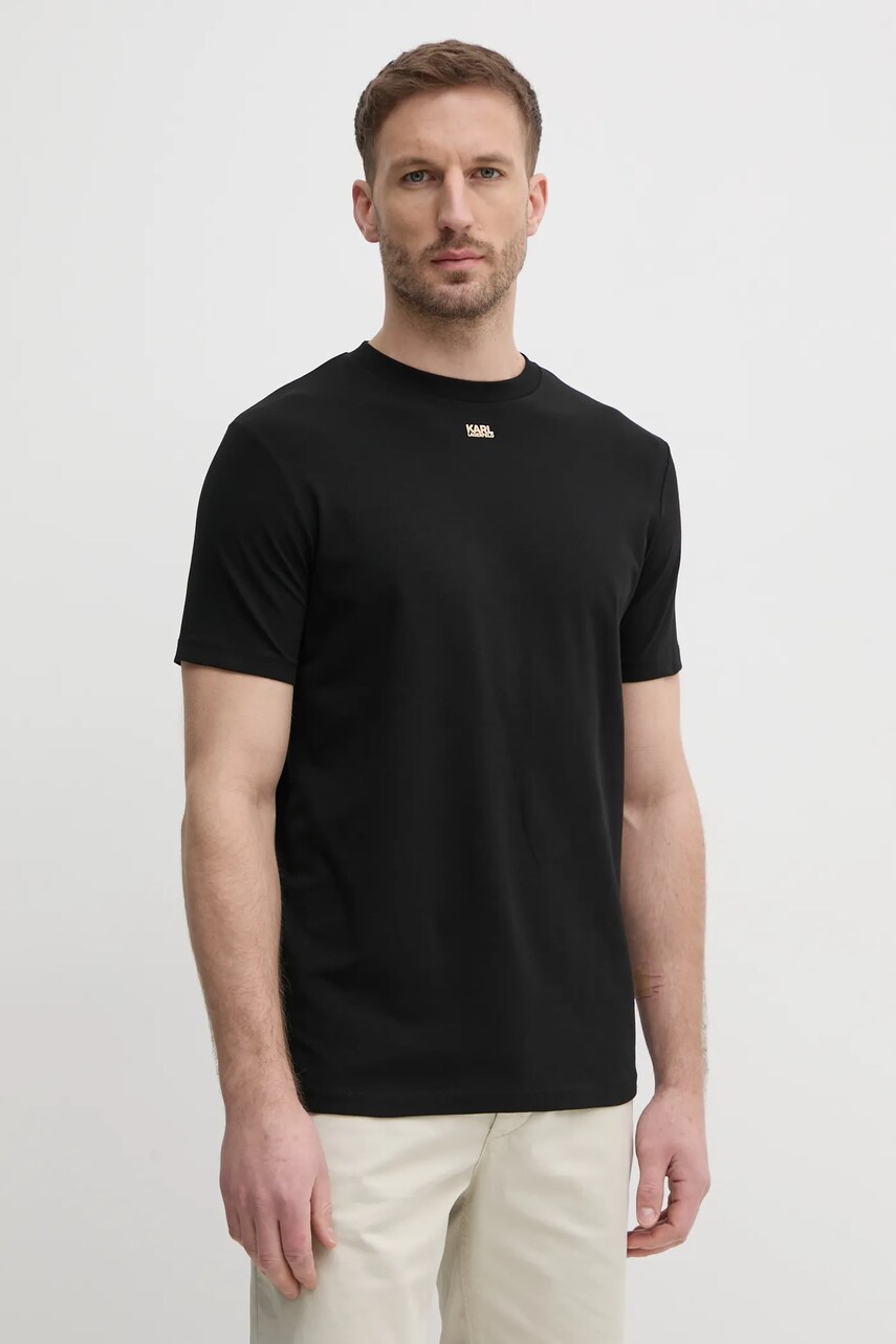 Karl Lagerfeld tricou barbati, culoarea negru, neted, 552235.755058