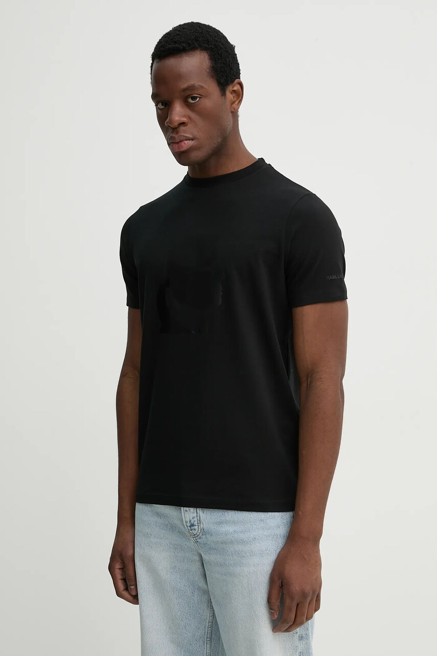 Karl Lagerfeld tricou bărbați, culoarea negru, cu imprimeu, 552221.755054