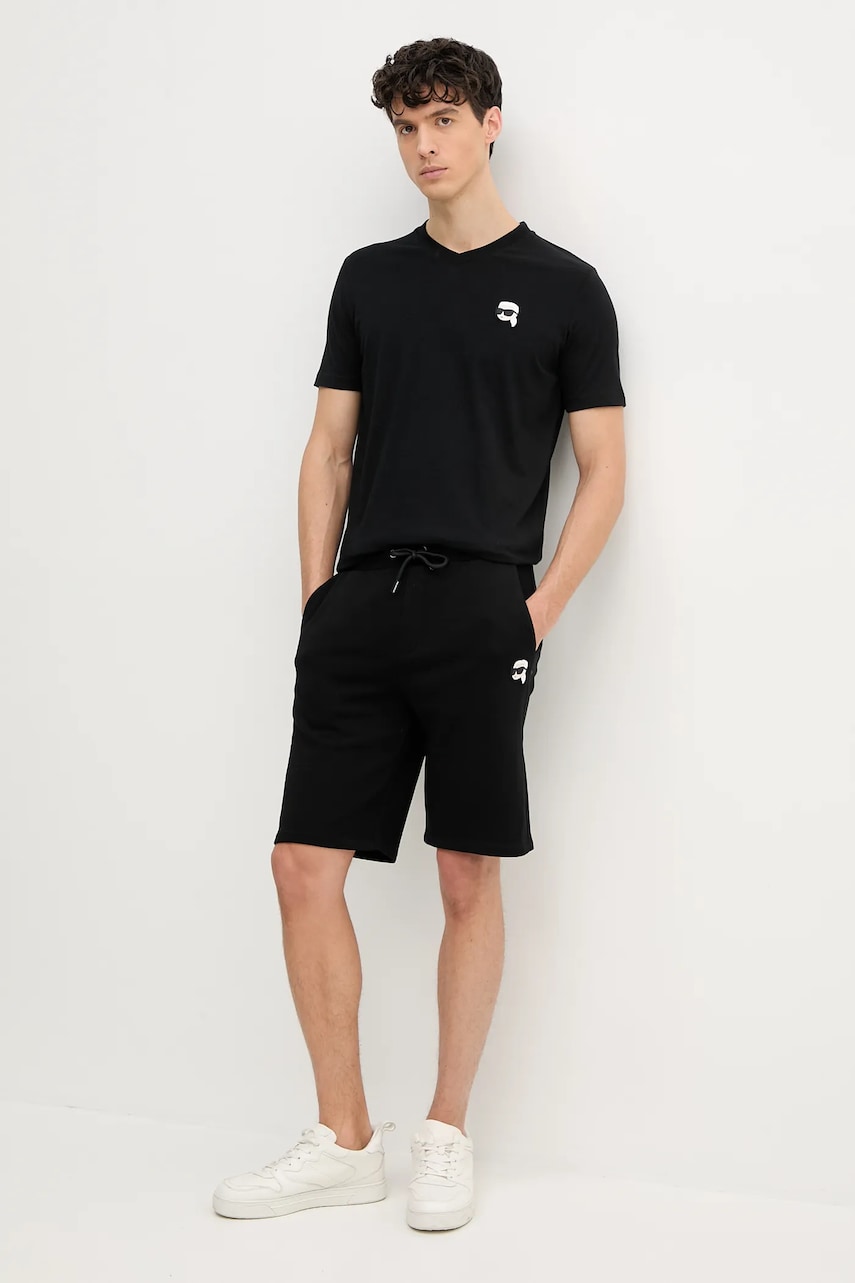Хлопковая футболка Karl Lagerfeld мужская цвет чёрный однотонная 552224.755021 Хлопковая футболка Karl Lagerfeld мужская цвет чёрный однотонная 552224.755021