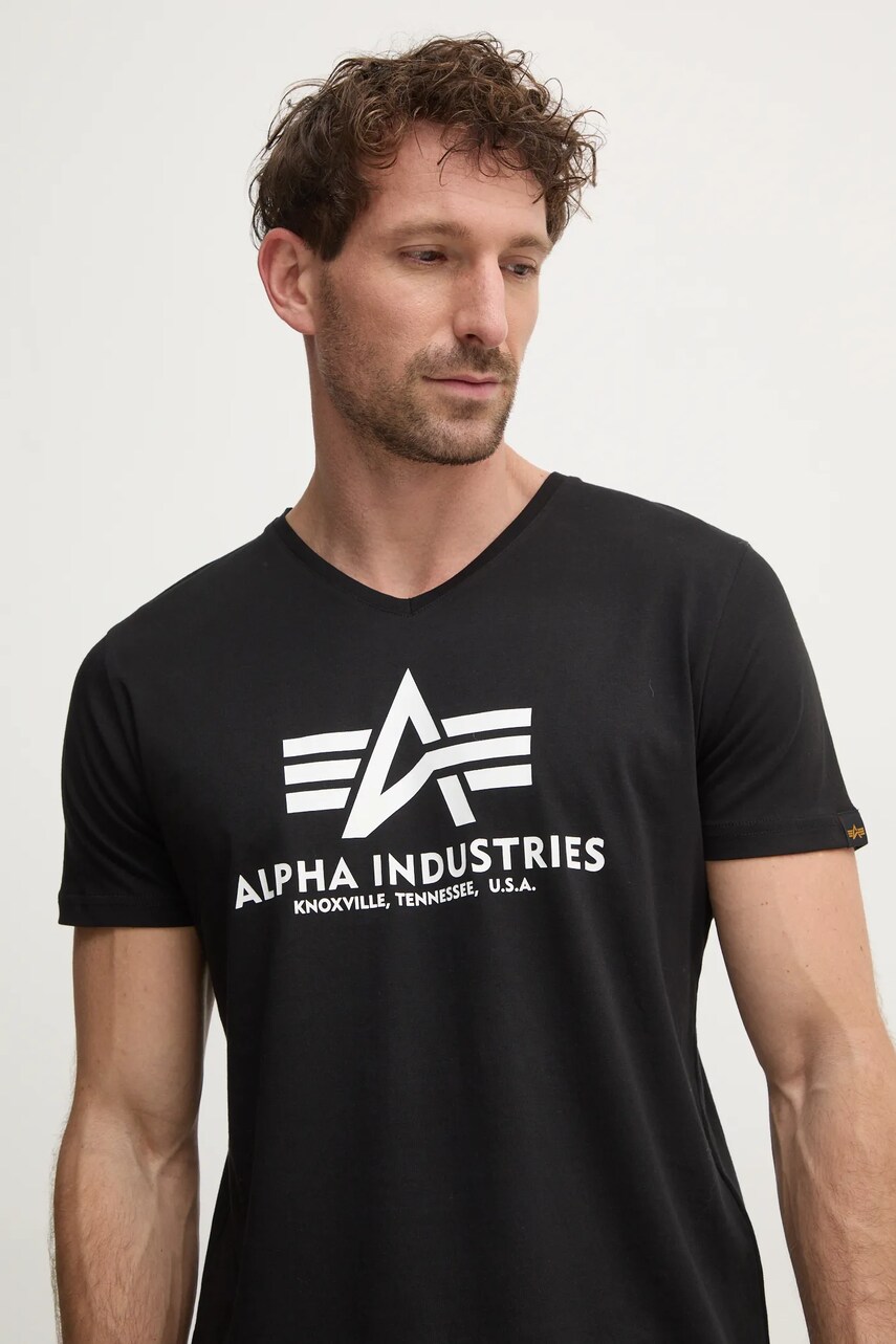 Alpha Industries tricou bărbați, culoarea negru, cu imprimeu, 106512