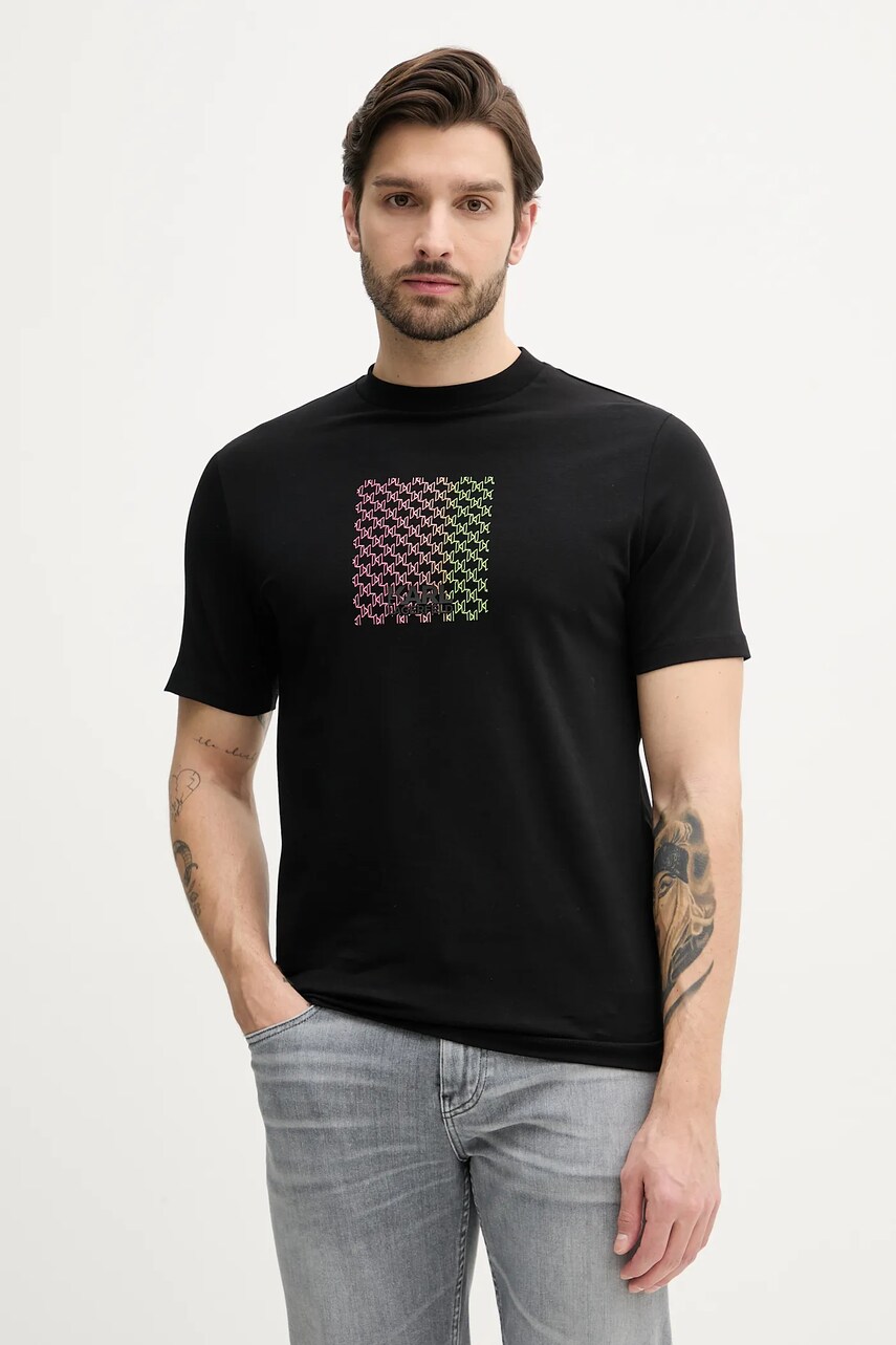 Karl Lagerfeld tricou barbati, culoarea negru, cu imprimeu, 552235.755404
