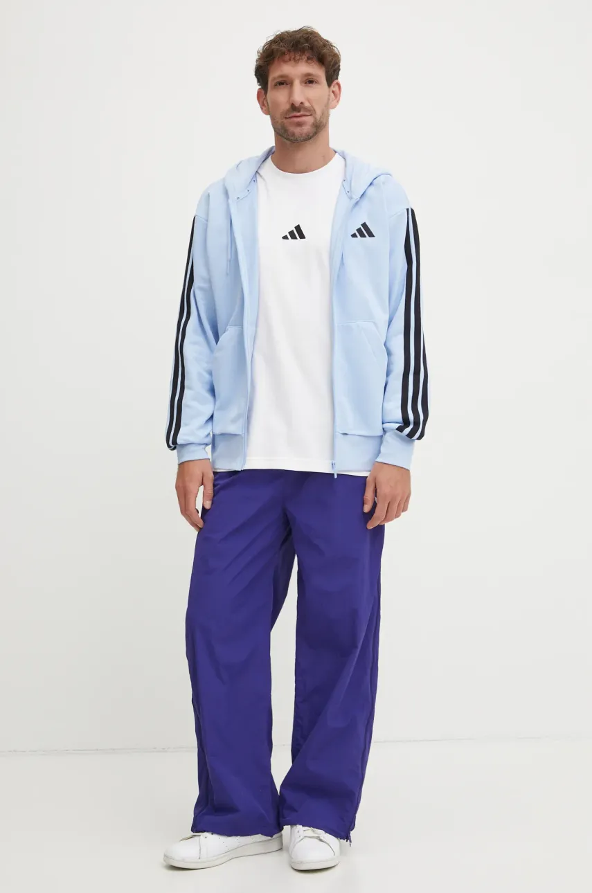 Хлопковая футболка adidas Essentials мужская цвет белый с аппликацией JW1952 Хлопковая футболка adidas Essentials мужская цвет белый с аппликацией JW1952