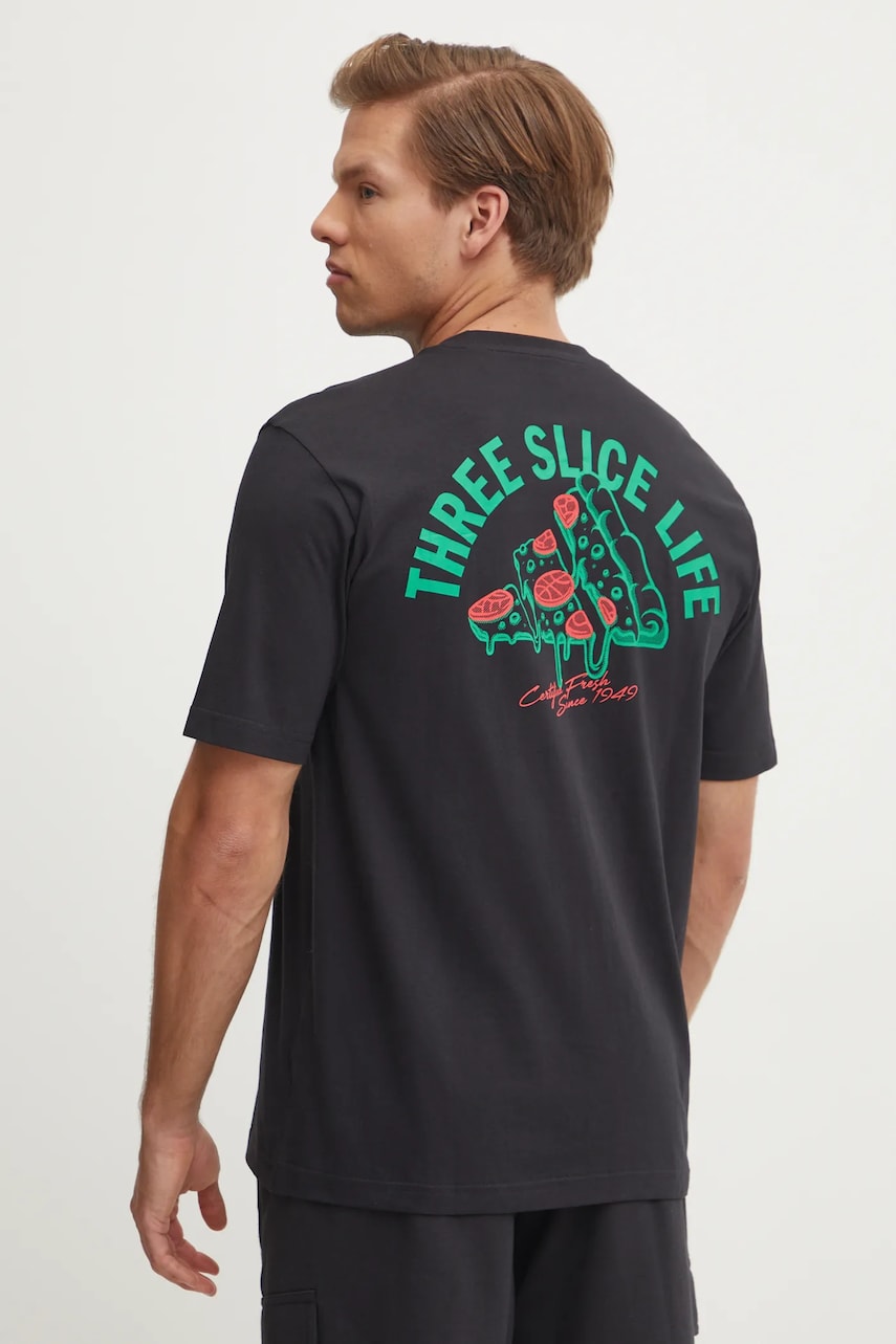 adidas tricou din bumbac Pizza Tee barbati, culoarea negru, cu imprimeu, JM0347 adidas tricou din bumbac Pizza Tee barbati, culoarea negru, cu imprimeu, JM0347