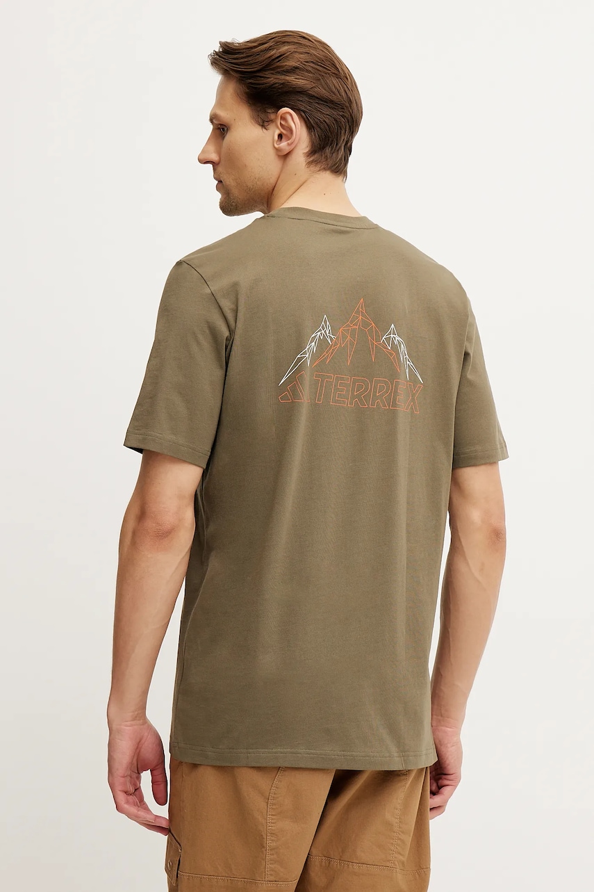 adidas TERREX tricou Mountain bărbați, culoarea verde, cu imprimeu, JI9408