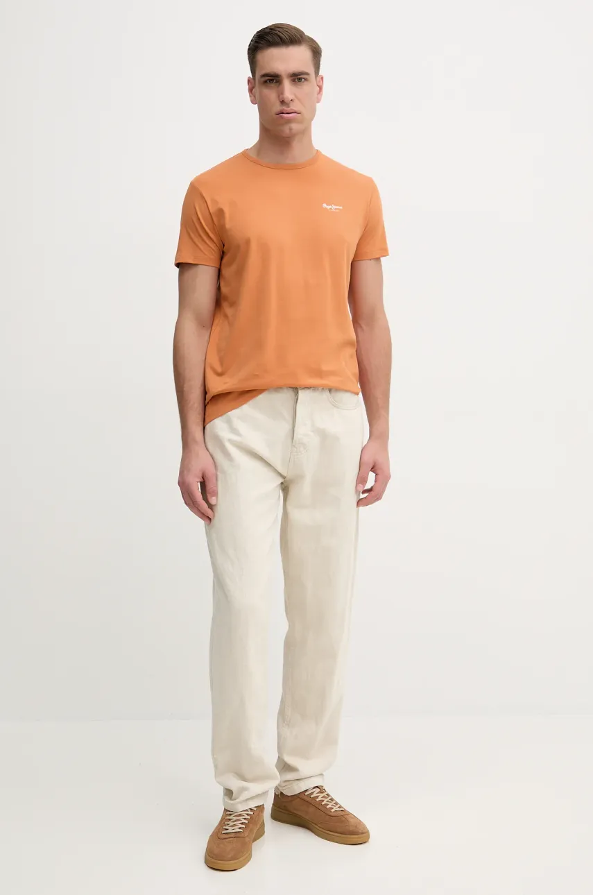Футболка Pepe Jeans ORIGINAL BASIC 3N мужская цвет оранжевый с принтом PM508212 Футболка Pepe Jeans ORIGINAL BASIC 3N мужская цвет оранжевый с принтом PM508212