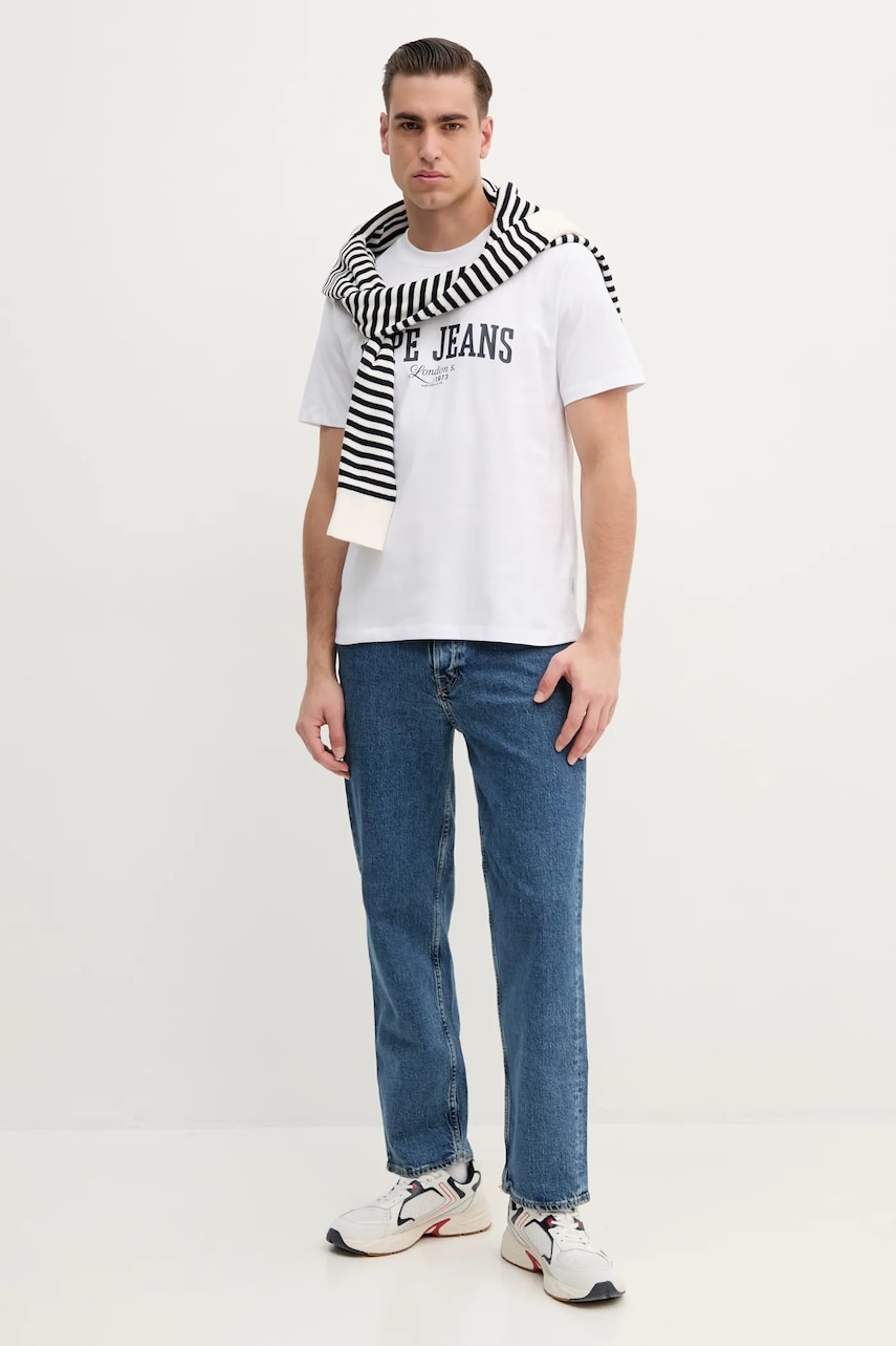 Футболка Pepe Jeans DERRIL TEE мужская цвет белый с принтом PM509766 Футболка Pepe Jeans DERRIL TEE мужская цвет белый с принтом PM509766