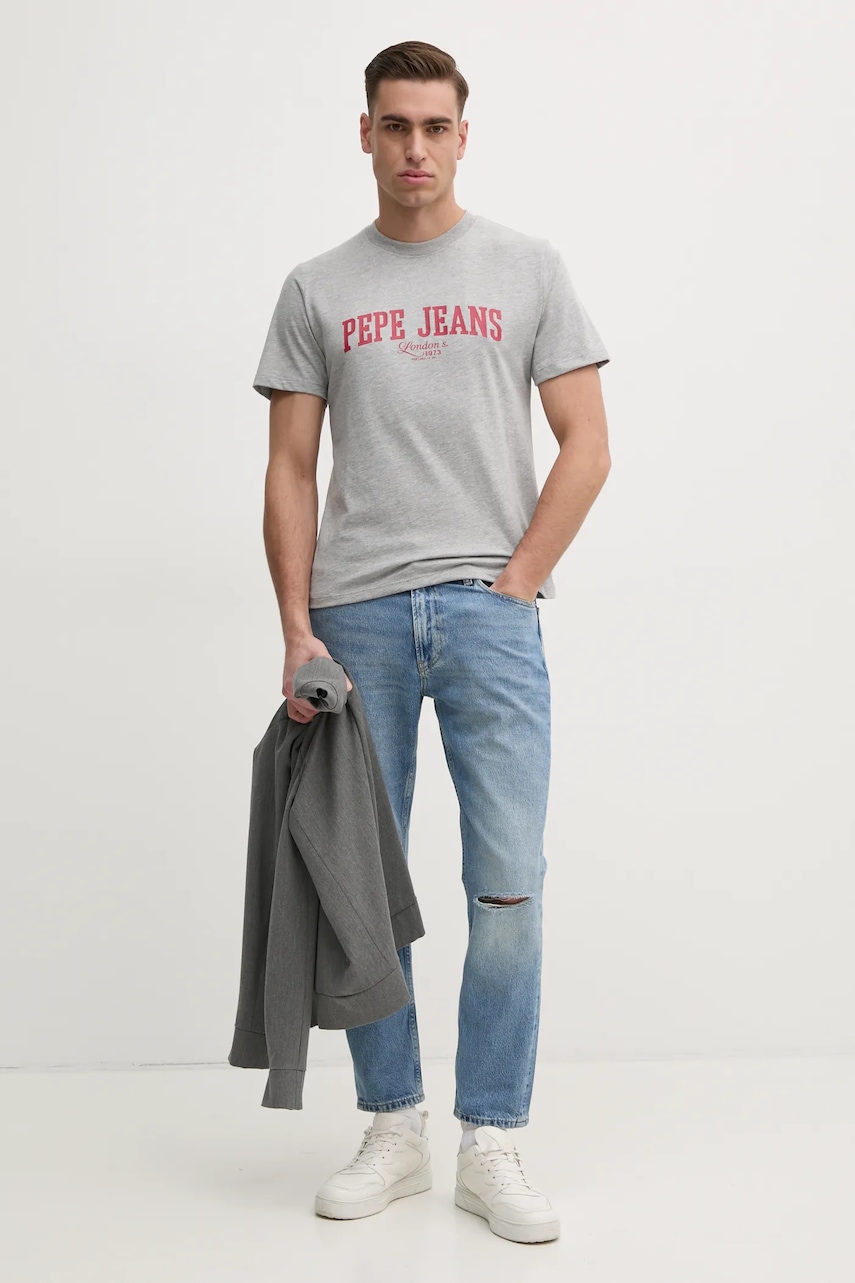 Футболка Pepe Jeans DERRIL TEE мужская цвет серый с принтом PM509766 Футболка Pepe Jeans DERRIL TEE мужская цвет серый с принтом PM509766