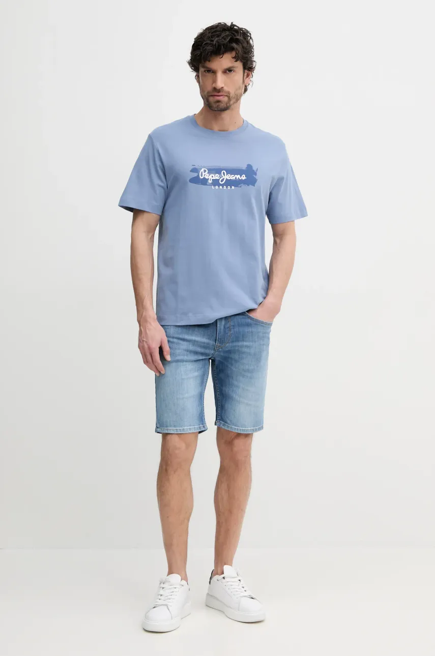 Хлопковая футболка Pepe Jeans PICTHON мужская с принтом PM509782 Хлопковая футболка Pepe Jeans PICTHON мужская с принтом PM509782
