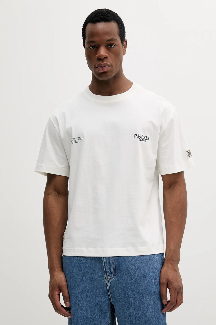 Levně Bavlněné tričko Pepe Jeans COLVILLE pánské, bílá barva, s potiskem, PM509793