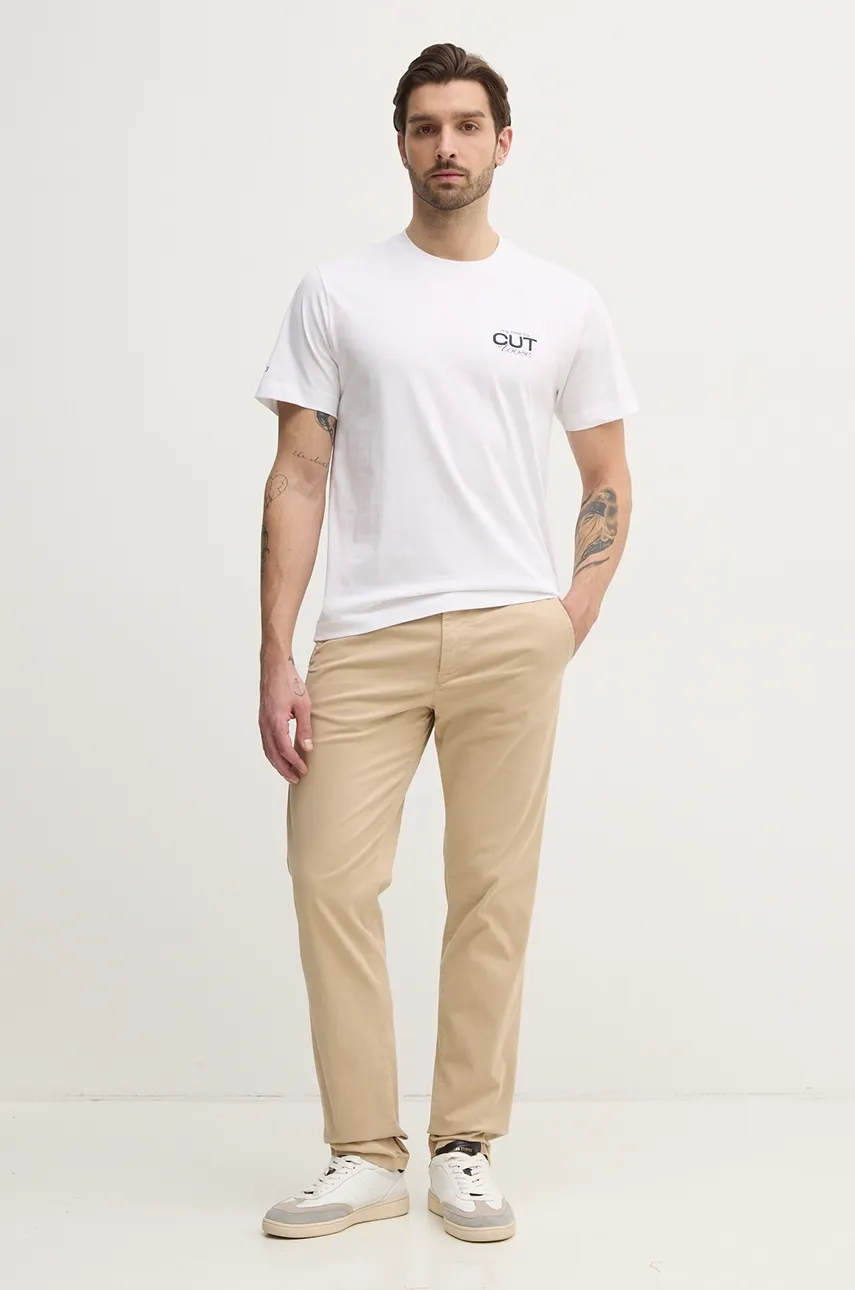 Хлопковая футболка Pepe Jeans PARRIS мужская цвет белый с принтом PM509800 Хлопковая футболка Pepe Jeans PARRIS мужская цвет белый с принтом PM509800
