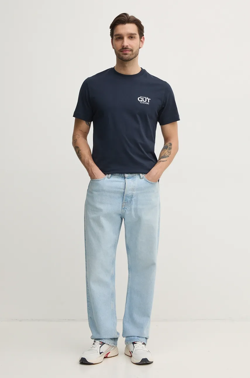 Хлопковая футболка Pepe Jeans PARRIS мужская цвет синий с принтом PM509800 Хлопковая футболка Pepe Jeans PARRIS мужская цвет синий с принтом PM509800