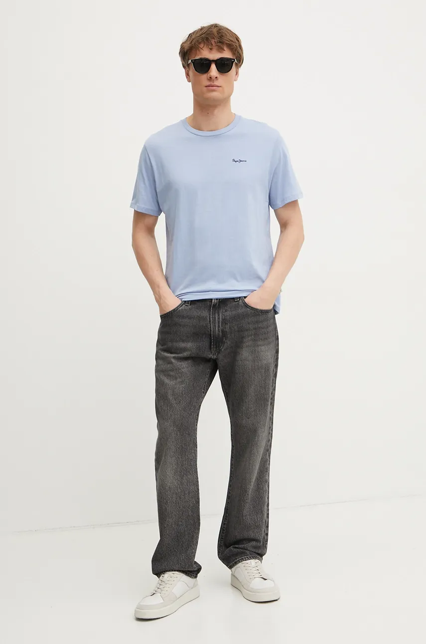 Хлопковая футболка Pepe Jeans BACK CLAG мужская с аппликацией PM509921 Хлопковая футболка Pepe Jeans BACK CLAG мужская с аппликацией PM509921