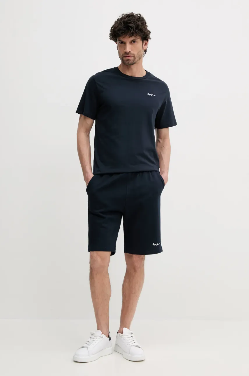 Хлопковая футболка Pepe Jeans BACK CLAG мужская цвет синий с аппликацией PM509921 Хлопковая футболка Pepe Jeans BACK CLAG мужская цвет синий с аппликацией PM509921