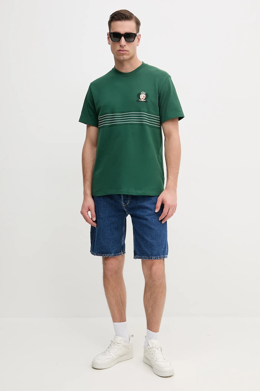 Хлопковая футболка Lacoste мужская с аппликацией TH0025 Хлопковая футболка Lacoste мужская с аппликацией TH0025