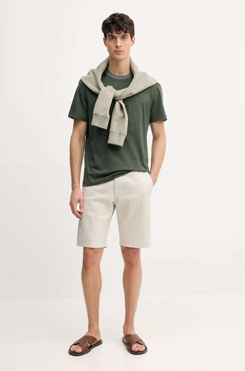Хлопковая футболка Lacoste мужская цвет зелёный с аппликацией TH0124 Хлопковая футболка Lacoste мужская цвет зелёный с аппликацией TH0124