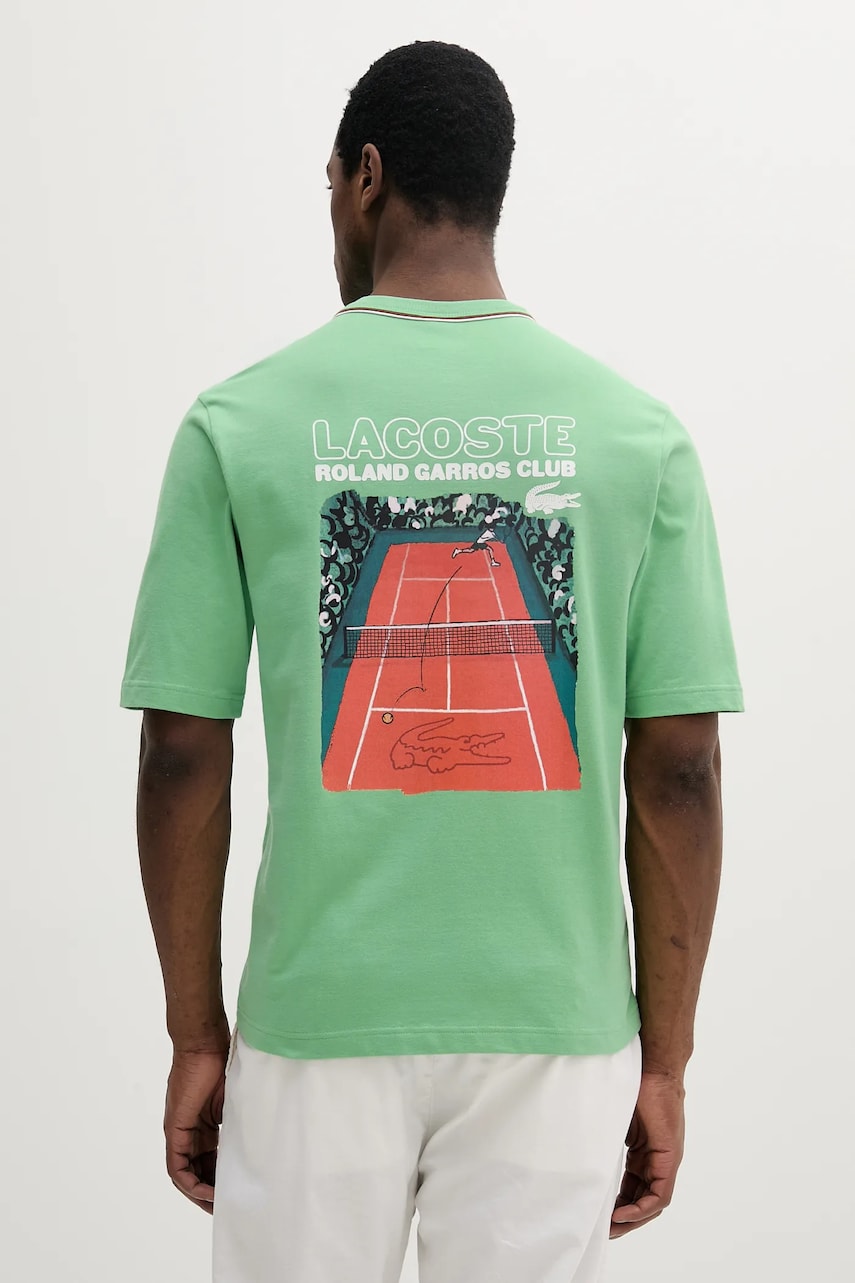 Lacoste tricou din bumbac culoarea verde, cu imprimeu, TH8757