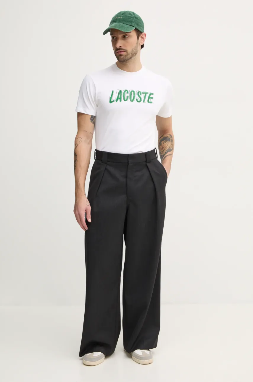 Футболка Lacoste мужская цвет бежевый с принтом TH8916 Футболка Lacoste мужская цвет бежевый с принтом TH8916
