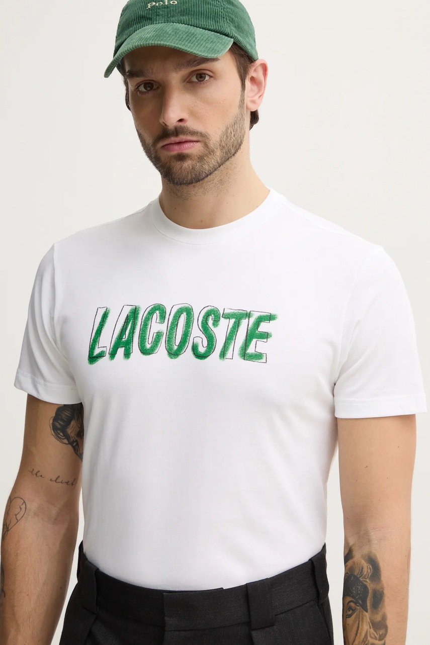 Μπλουζάκι Lacoste χρώμα: μπεζ, TH8916 φωτογραφία
