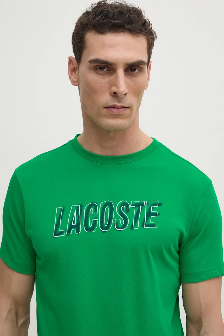 Levně Tričko Lacoste zelená barva, s potiskem, TH8916