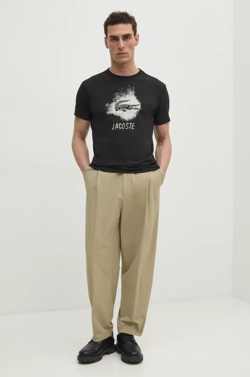 Футболка Lacoste мужская цвет чёрный с принтом TH8917 Футболка Lacoste мужская цвет чёрный с принтом TH8917