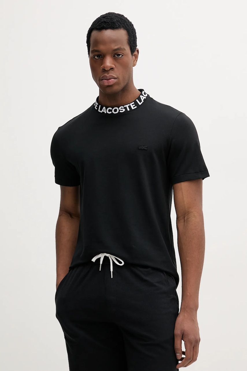 Lacoste tricou bărbați, culoarea negru, cu imprimeu, TH9582 Lacoste tricou bărbați, culoarea negru, cu imprimeu, TH9582