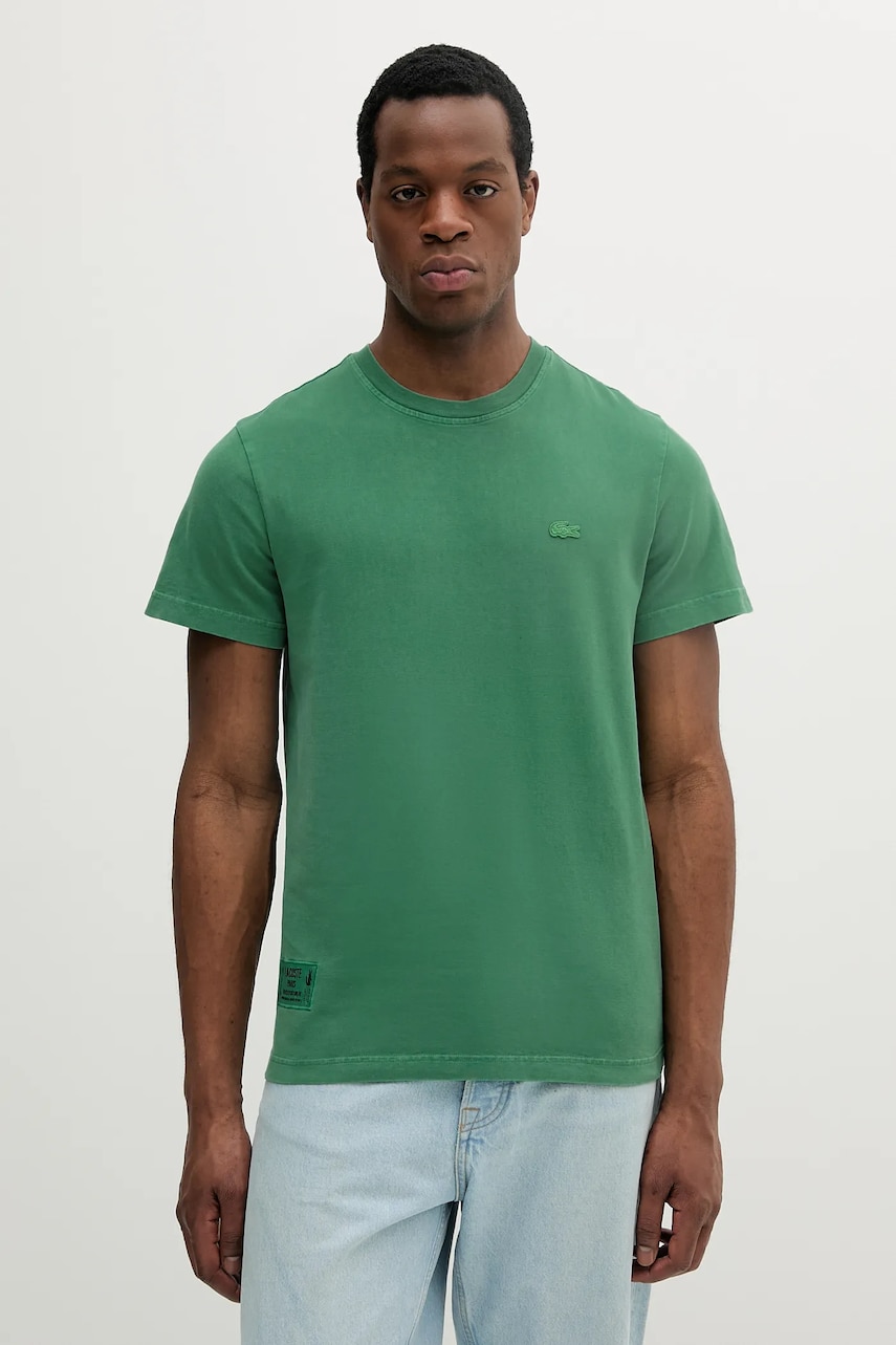 Lacoste tricou din bumbac culoarea verde, uni, TH9894