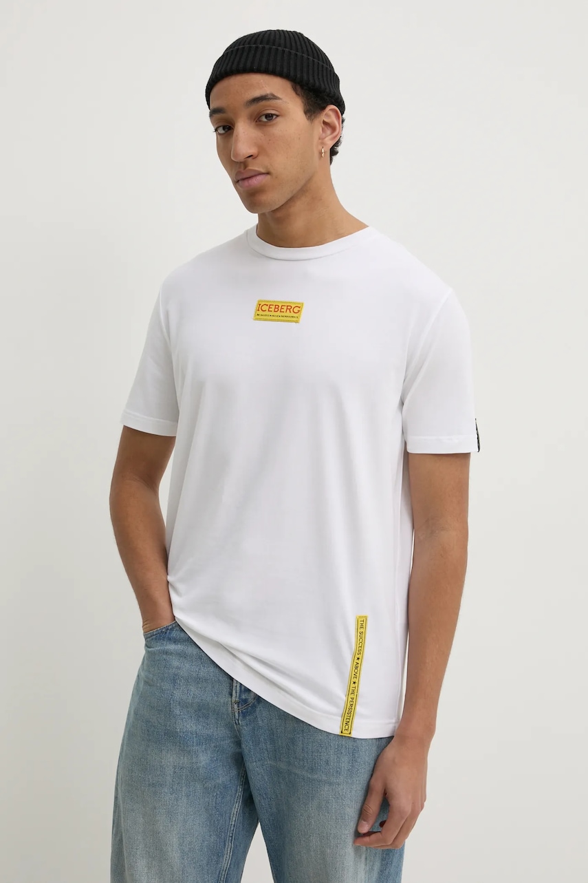 Iceberg tricou barbati, culoarea alb, cu imprimeu, F019 6318