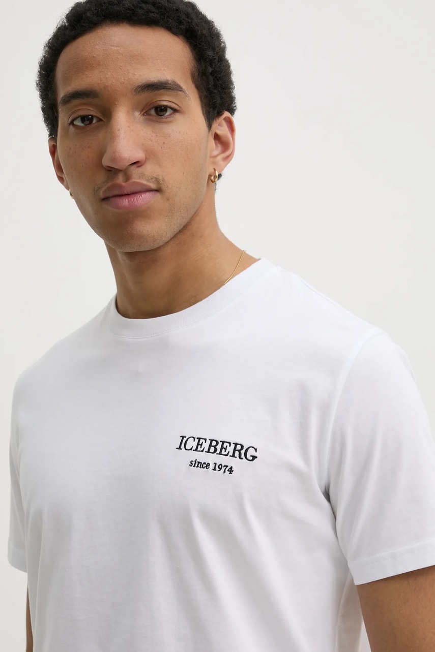 Βαμβακερό μπλουζάκι Iceberg ανδρικό, χρώμα: άσπρο, F046 6327 φωτογραφία