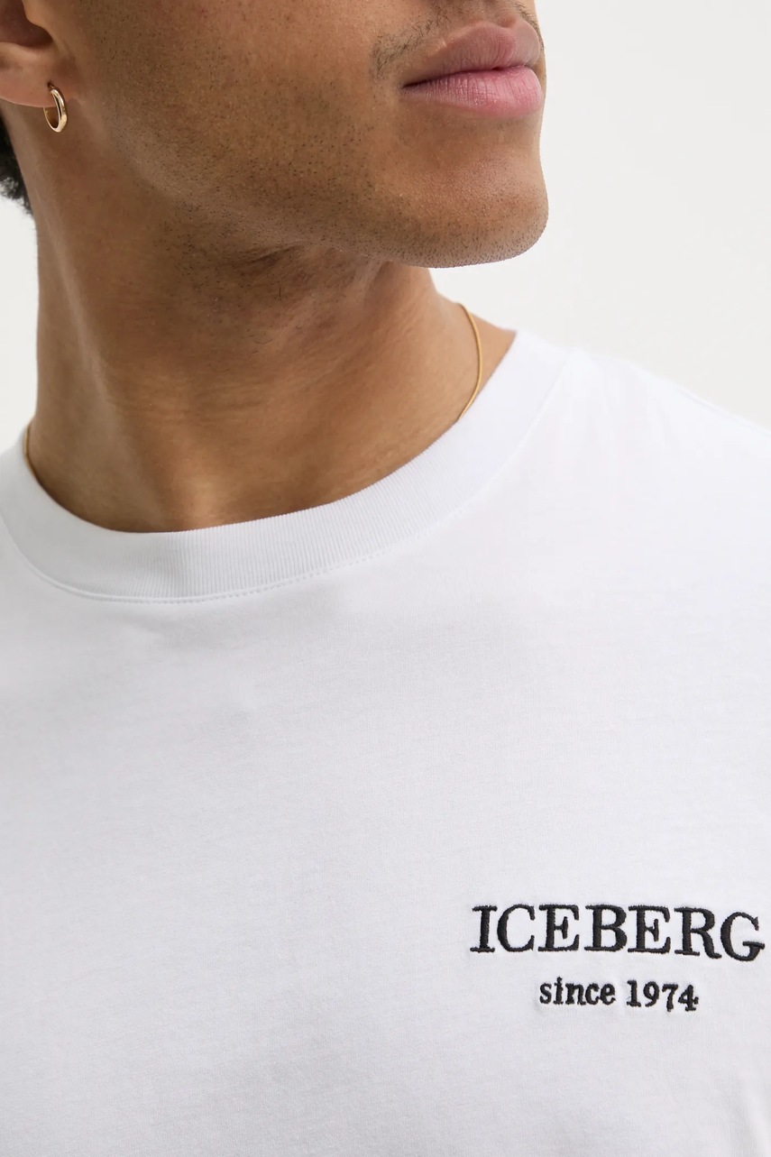 Βαμβακερό μπλουζάκι Iceberg ανδρικό, χρώμα: άσπρο, F046 6327 φωτογραφία