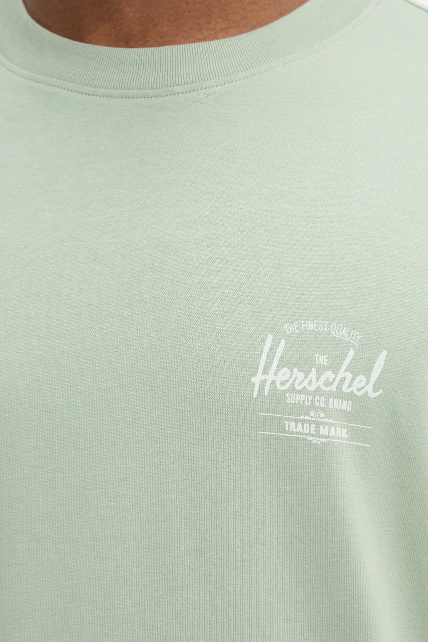 Βαμβακερό μπλουζάκι Herschel ανδρικό, χρώμα: πράσινο, 50279-01898 φωτογραφία