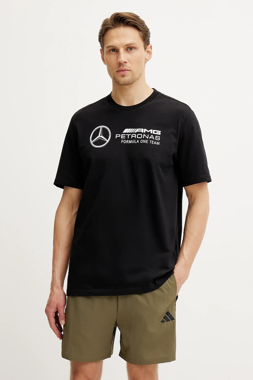 adidas tricou din bumbac x Mercedes bărbați, culoarea negru, cu imprimeu, JV5434 adidas tricou din bumbac x Mercedes bărbați, culoarea negru, cu imprimeu, JV5434