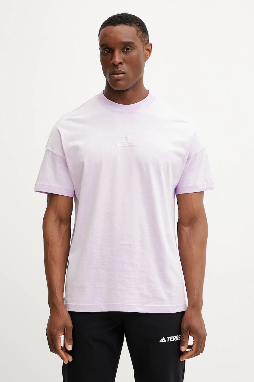 adidas tricou din bumbac ALL SZN bărbați, culoarea violet, cu imprimeu, JI6400