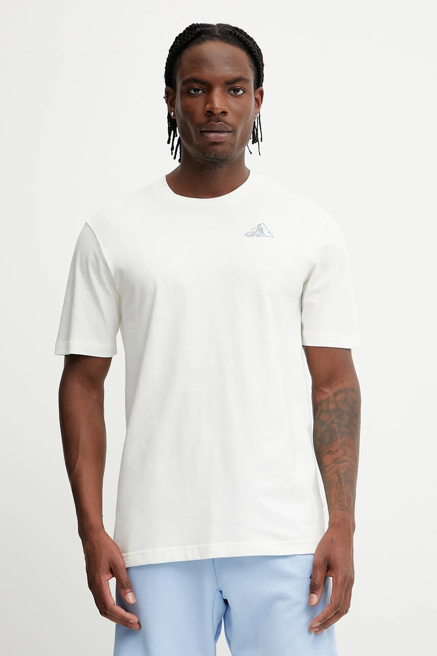 adidas tricou din bumbac 0 culoarea bej, cu imprimeu, JI6756