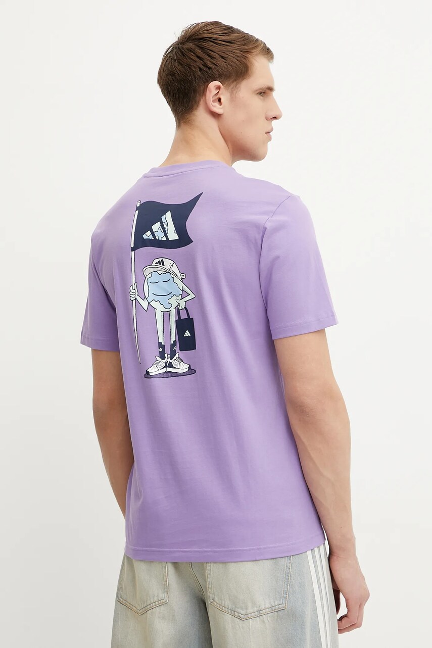 adidas tricou din bumbac barbati, culoarea violet, cu imprimeu, JI6757