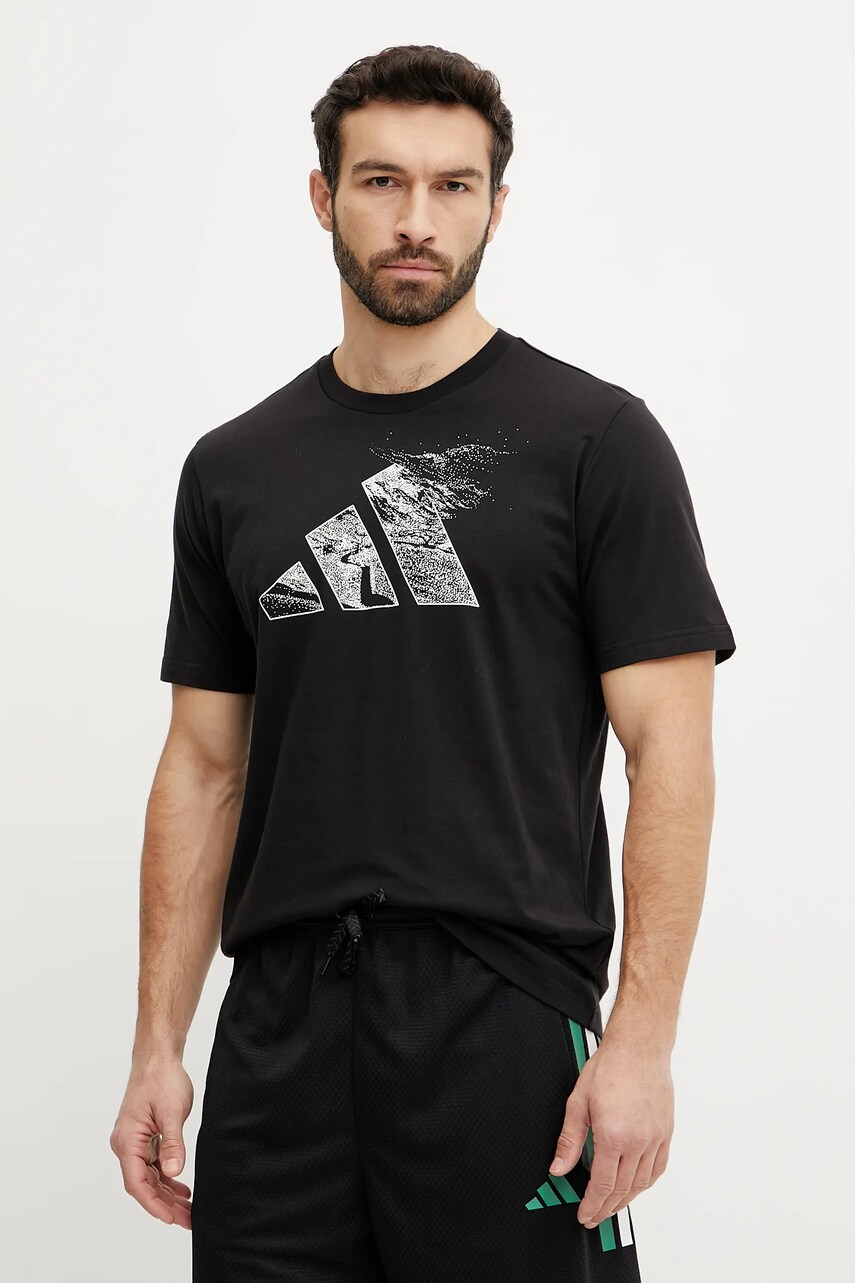 adidas tricou din bumbac barbati, culoarea negru, cu imprimeu, JI6788