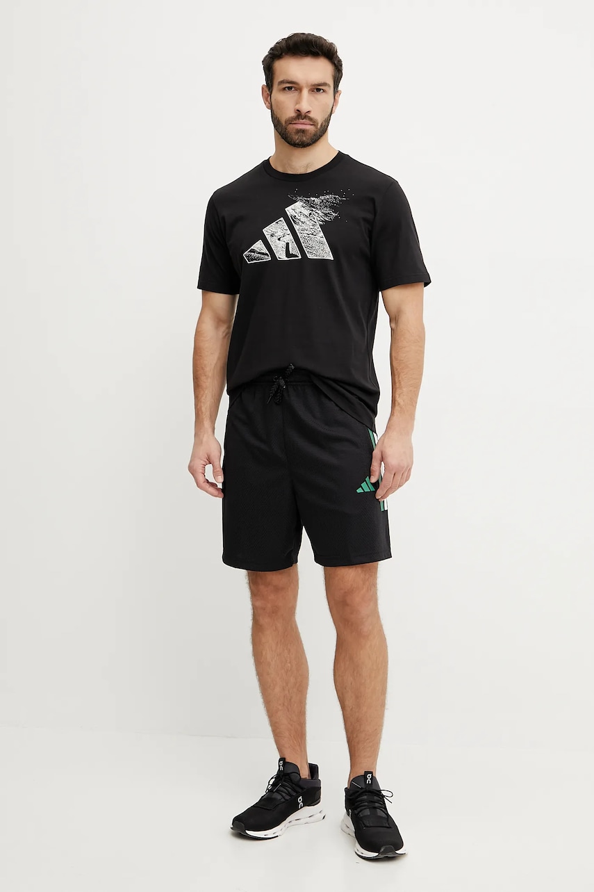 Хлопковая футболка adidas мужская цвет чёрный с принтом JI6788 Хлопковая футболка adidas мужская цвет чёрный с принтом JI6788