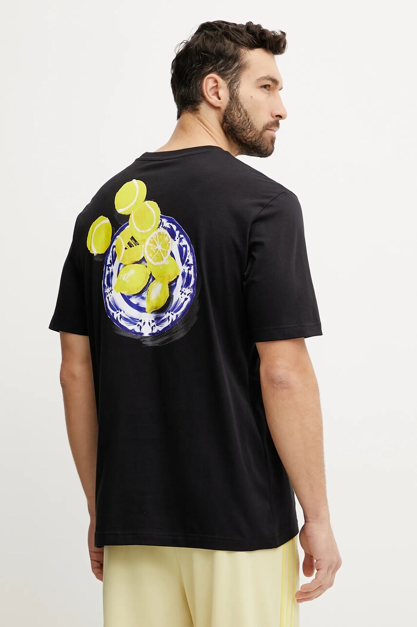 adidas tricou din bumbac barbati, culoarea negru, cu imprimeu, JN7367