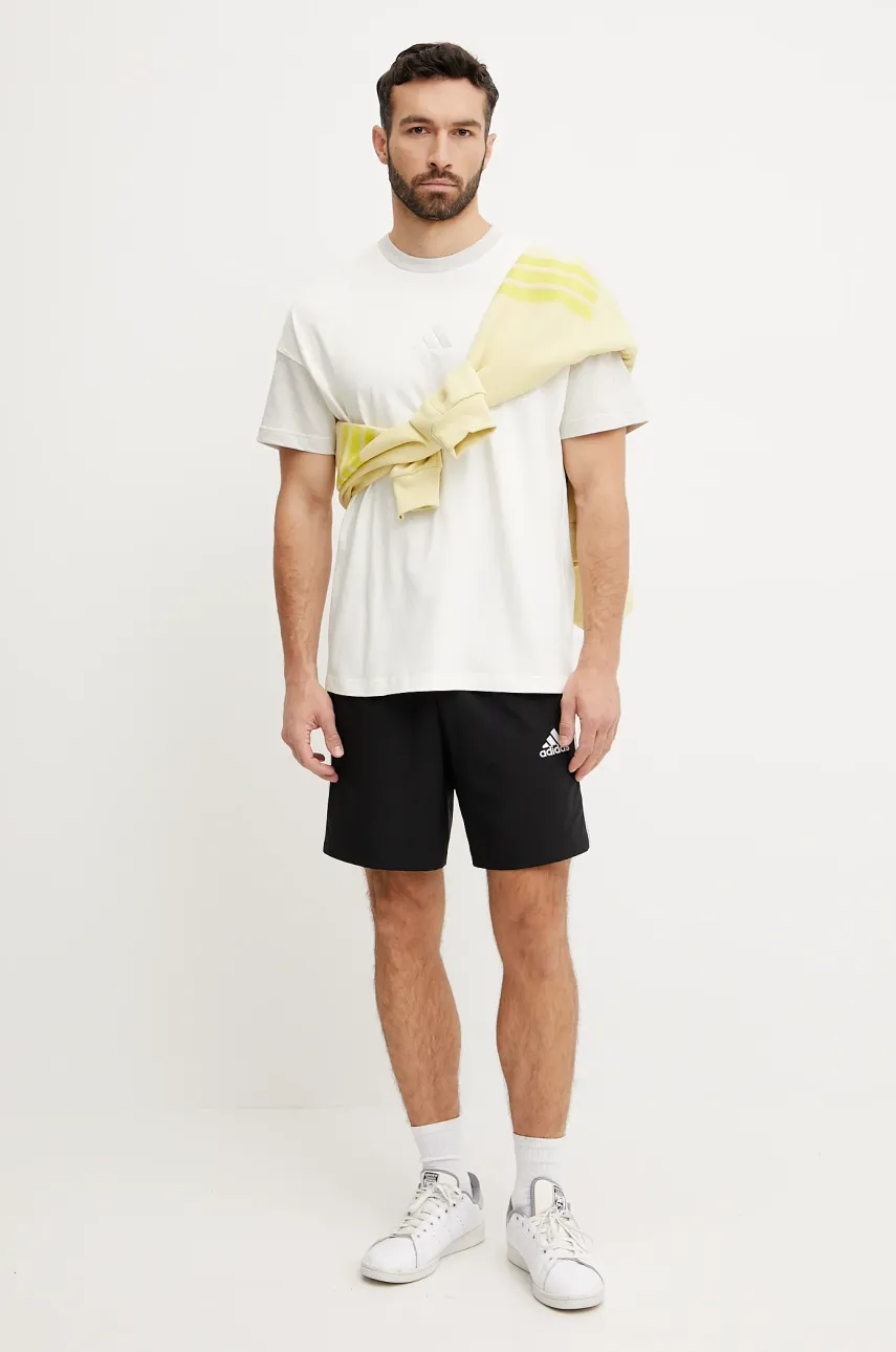 Хлопковая футболка adidas ALL SZN CB Colorblock мужская цвет бежевый с аппликацией JJ3679 Хлопковая футболка adidas ALL SZN CB Colorblock мужская цвет бежевый с аппликацией JJ3679