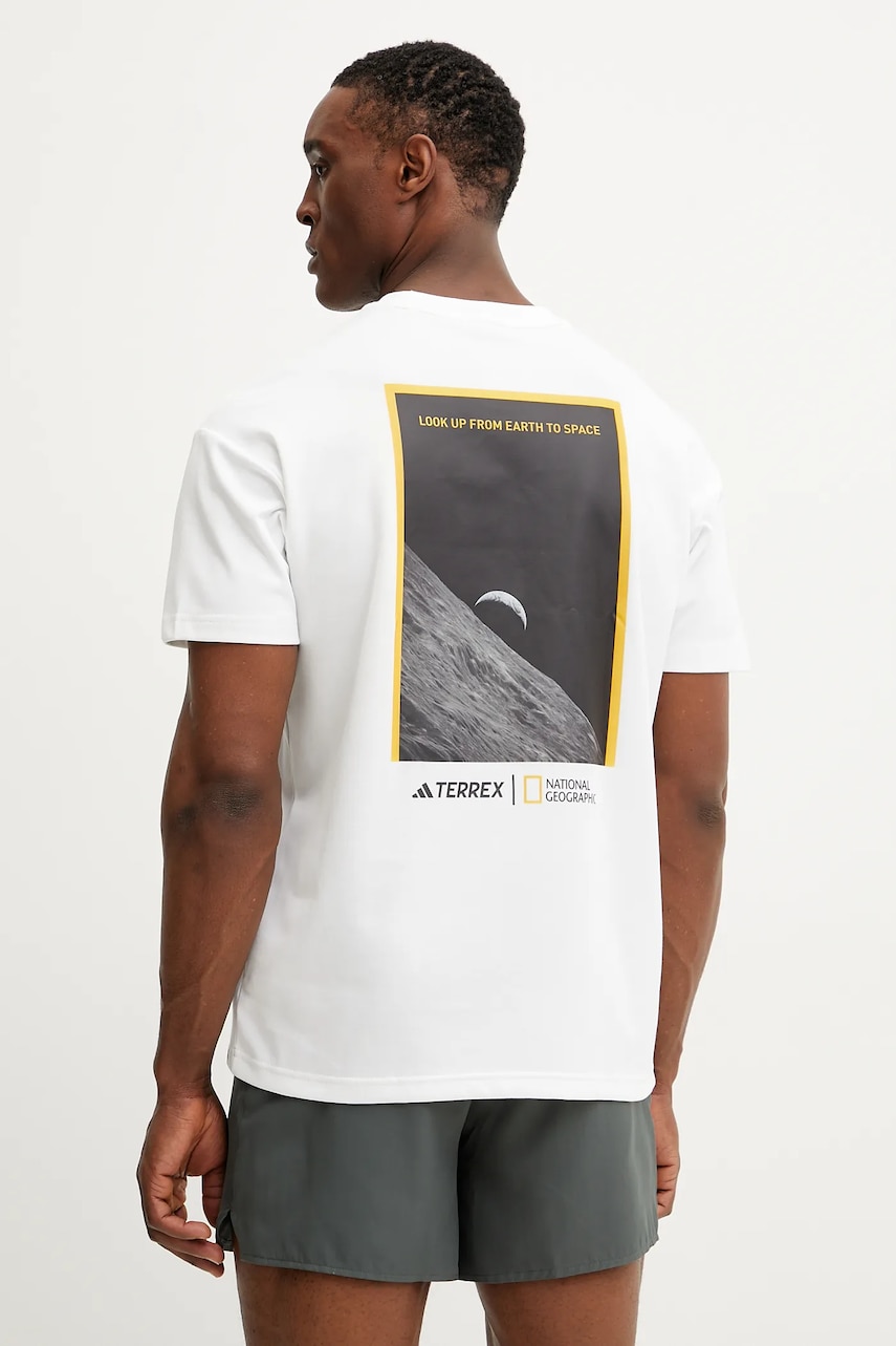 adidas TERREX tricou sport x National Geographic culoarea alb, cu imprimeu, JD5956