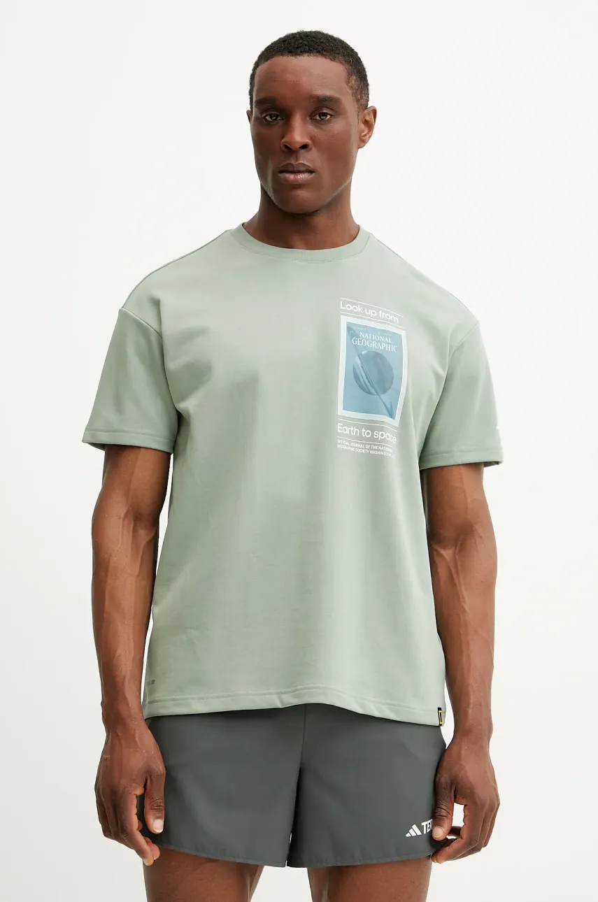 adidas TERREX tricou sport x National Geographic culoarea verde, cu imprimeu, JD5963