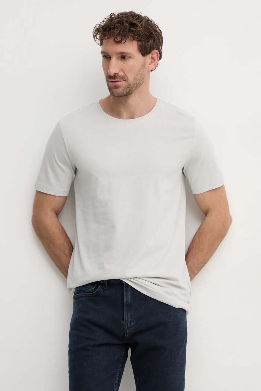 Lindbergh tricou barbati, culoarea gri, uni, 30-48044