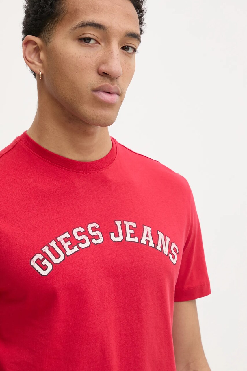 Levně Tričko Guess Jeans červená barva, s potiskem, M5RI75 K8FQ4