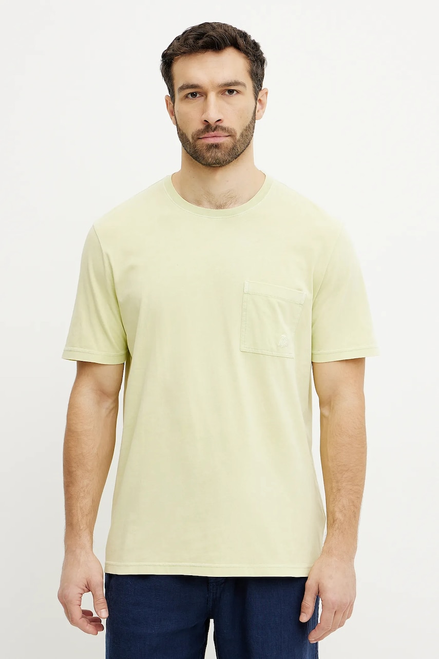 Vilebrequin tricou din bumbac TITAN barbati, culoarea galben, neted, TTNCP103