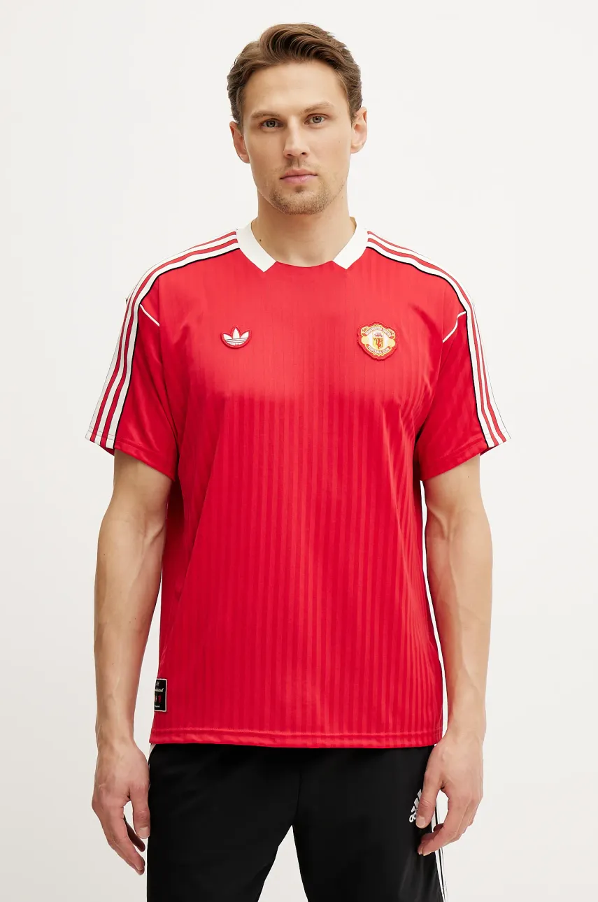 adidas Originals tricou Manchester United ICON JSY barbati, culoarea rosu, cu imprimeu, JF0386