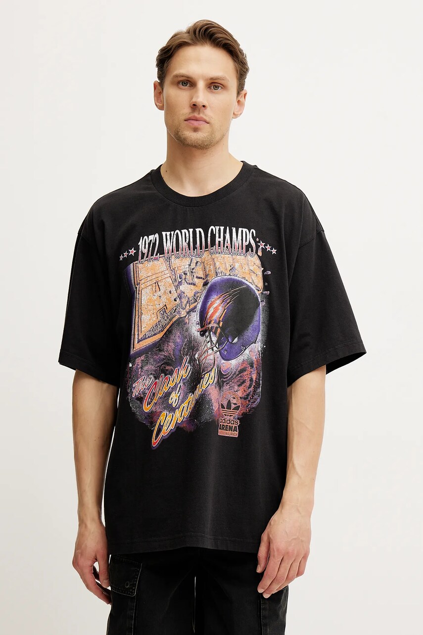 Levně Bavlněné tričko adidas Originals GRAPHIC SS TEE černá barva, s potiskem, JY6297