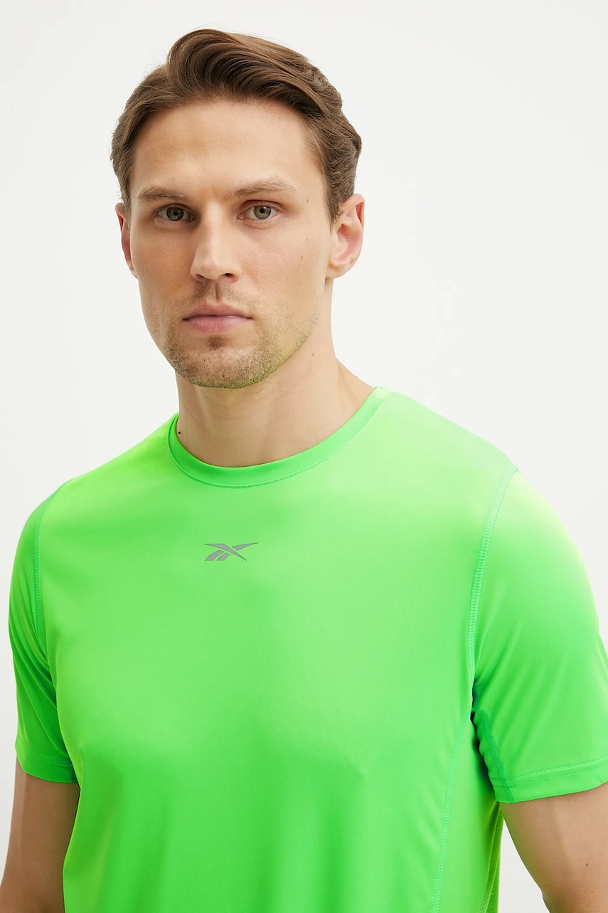 Reebok tricou de alergare culoarea verde, neted, 100222456 Reebok tricou de alergare culoarea verde, neted, 100222456